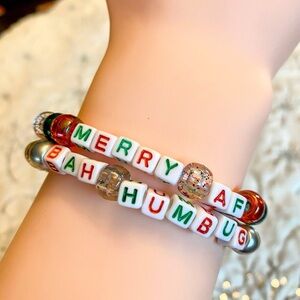 Festive Cheer Beaded Bracelets in Red, Green, Silver, and Gold